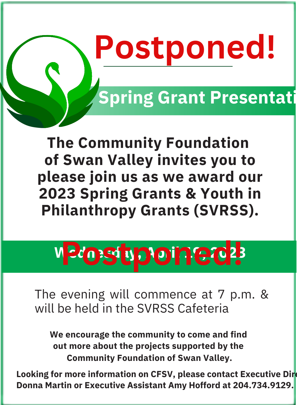 You are currently viewing Spring Grant Presentations Night Postponed Due to Weather.